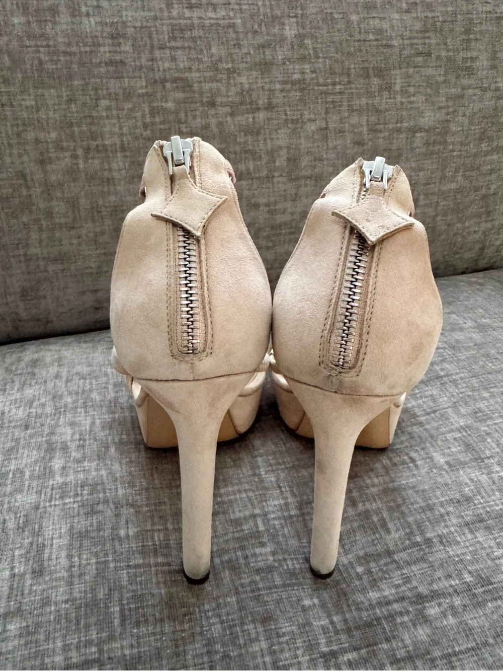 Louis Vuitton Appeal Crystal Monogram Suede Platform Heels Nude 36